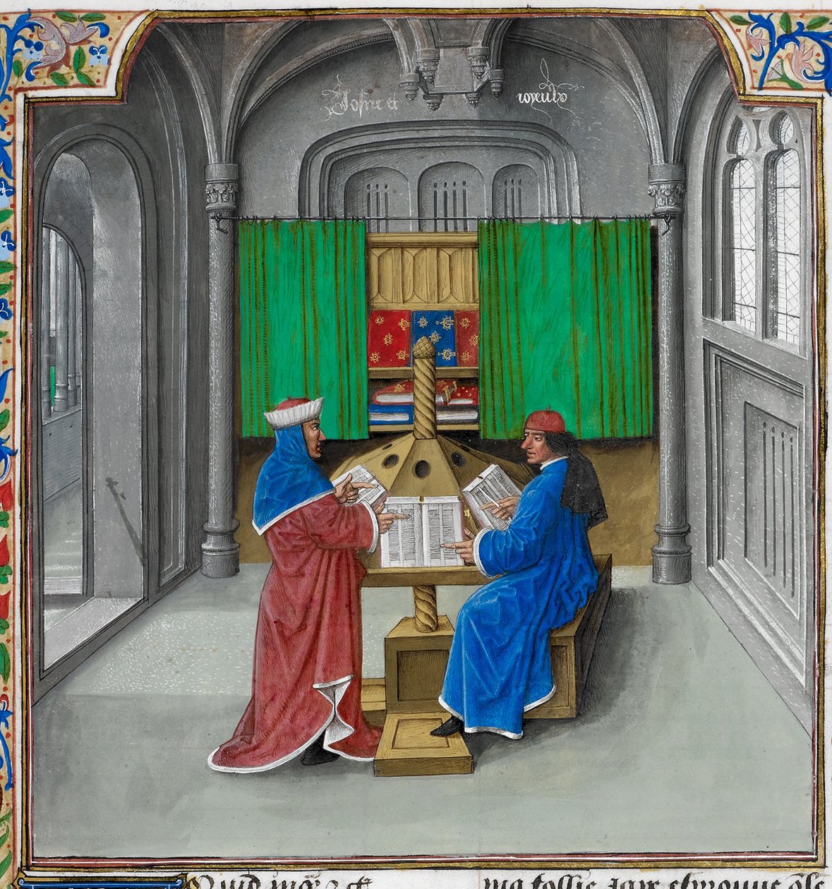 Boccaccio en Petrarca Uit: De casibus virorum illustrium door Giovanni Boccaccio door Master of the White inscriptions