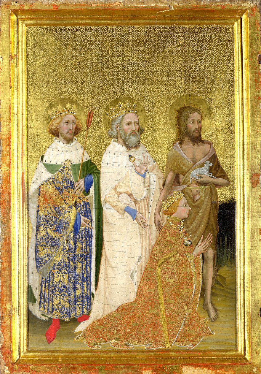 Richard II van Engeland met zijn beschermheiligen (Het linker binnenpaneel van het Wilton Diptiek) door Master of the Wilton Diptych