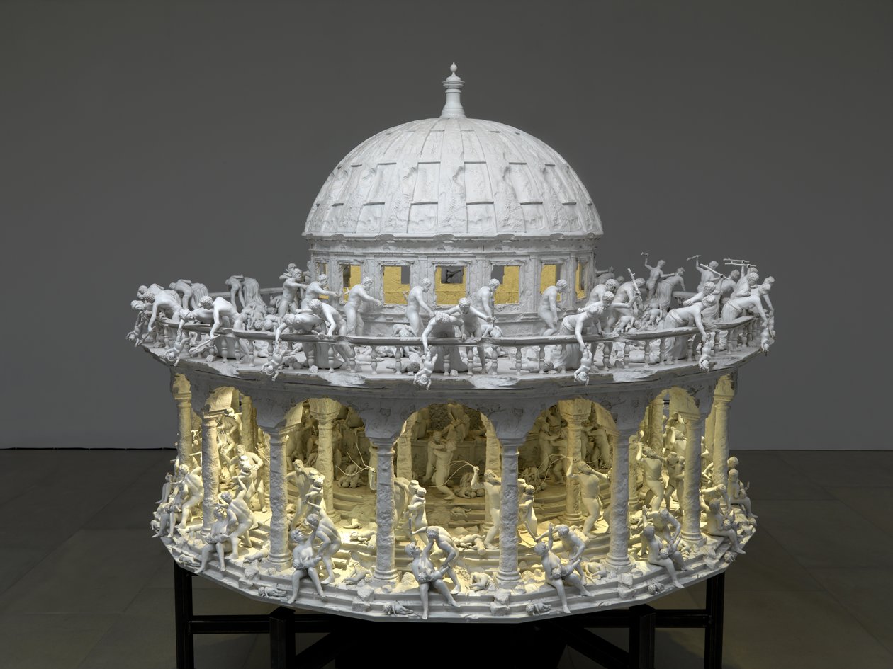 All Things Fall, 2014 (staal, aluminium, gips, hars, LED-verlichting, motor) door Mat Collishaw