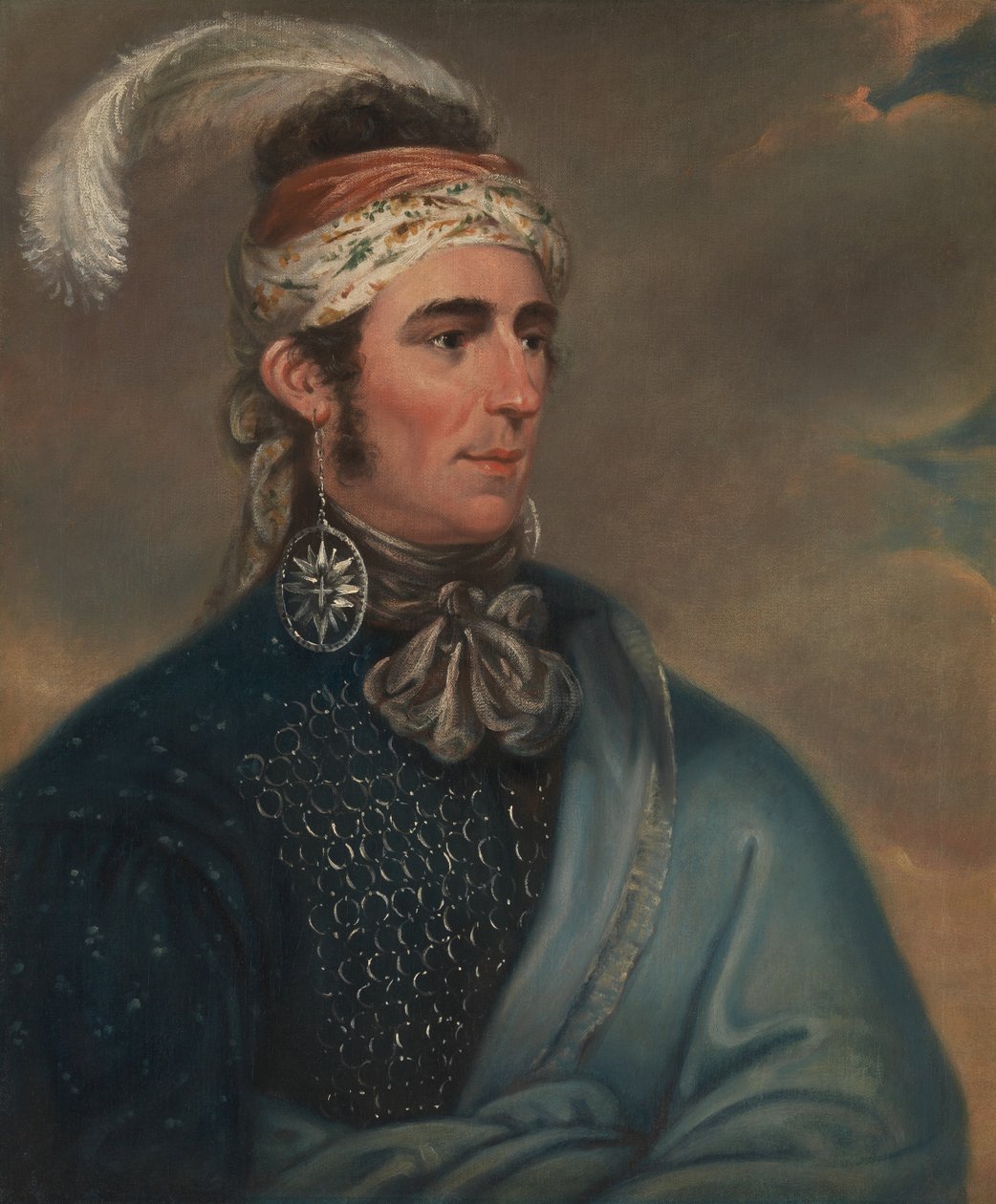 Portret van Majoor John Norton als Mohawk Chief Teyoninhokarawen door Mather Brown