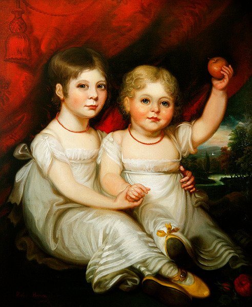 Portret van twee jonge meisjes door Mather Brown