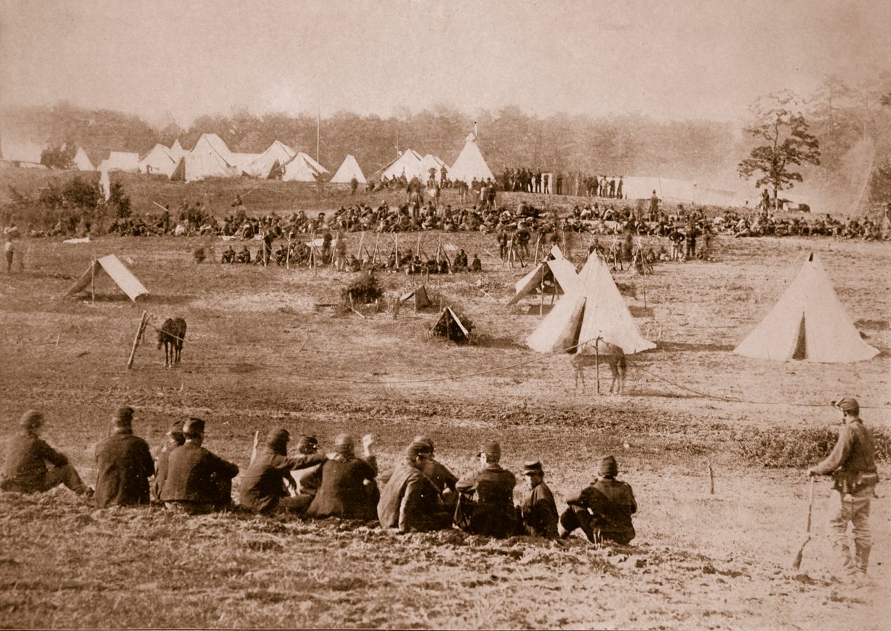 Kamp van Zuidelijke gevangenen, 1861-65 door Mathew B. Brady