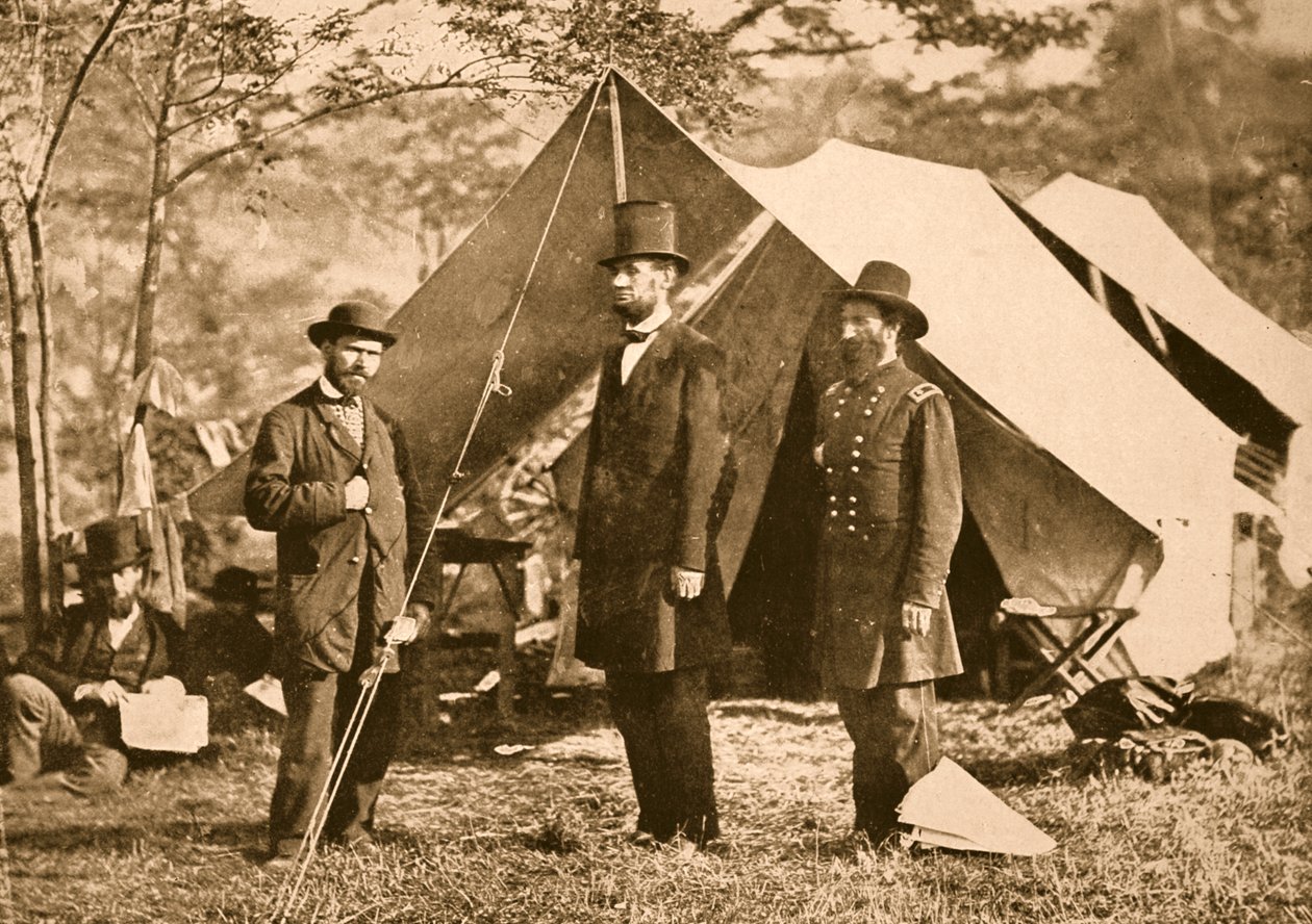 Portret van Allan Pinkerton, President Lincoln en Majoor J. A. McClernand, 1862 door Mathew B. Brady