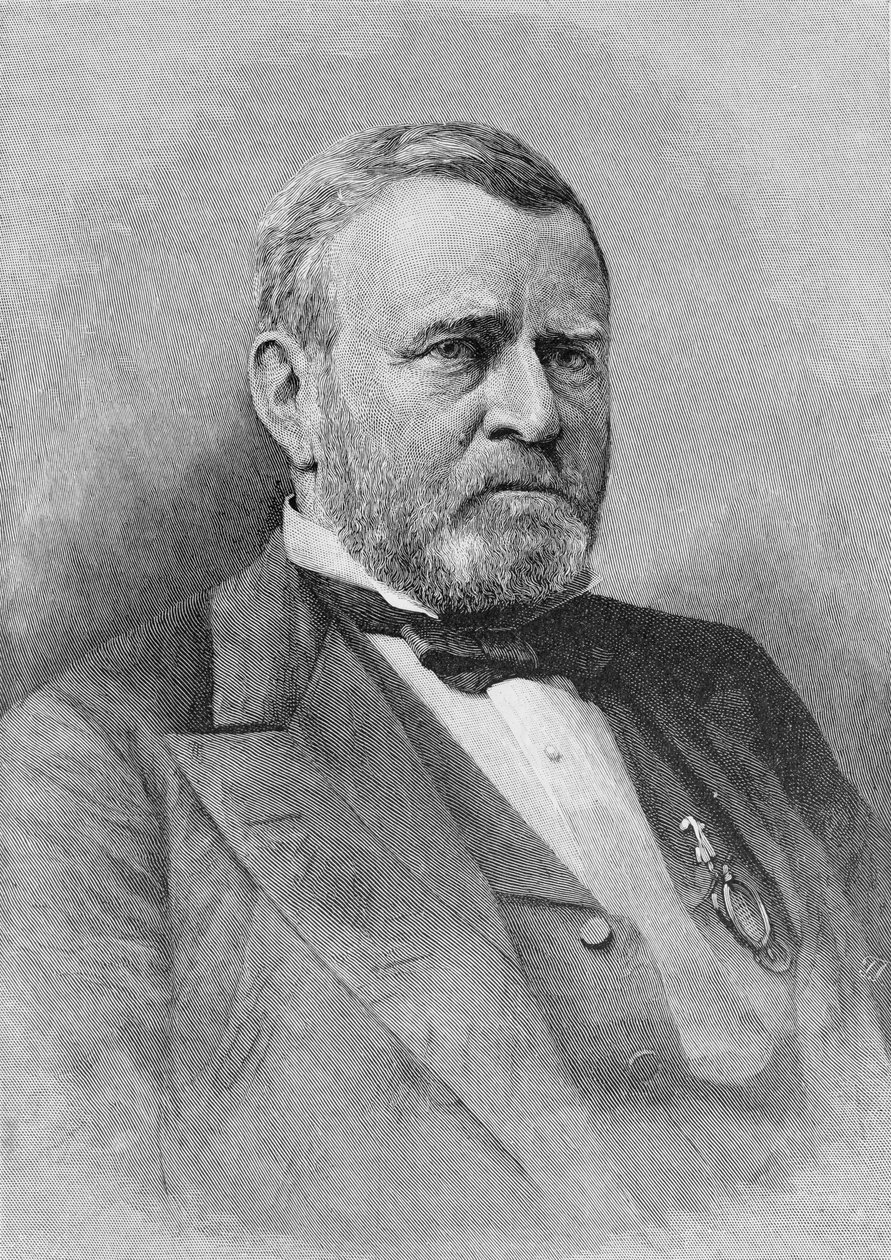 Generaal Ulysses Simpson Grant, gegraveerd van een foto, illustratie uit 