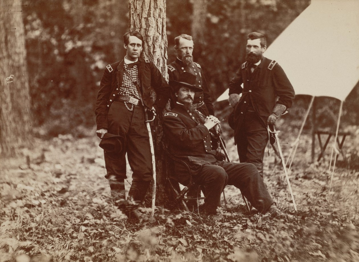 Generaal W.S. Hancock en zijn staf door Mathew B. Brady