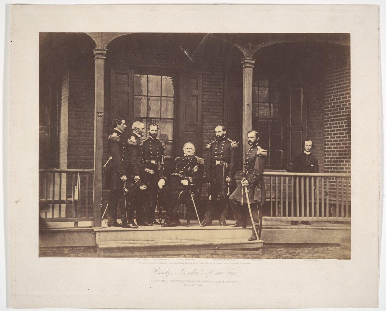 Luitenant-generaal Scott, opperbevelhebber van het Amerikaanse leger, en zijn staf door Mathew B. Brady