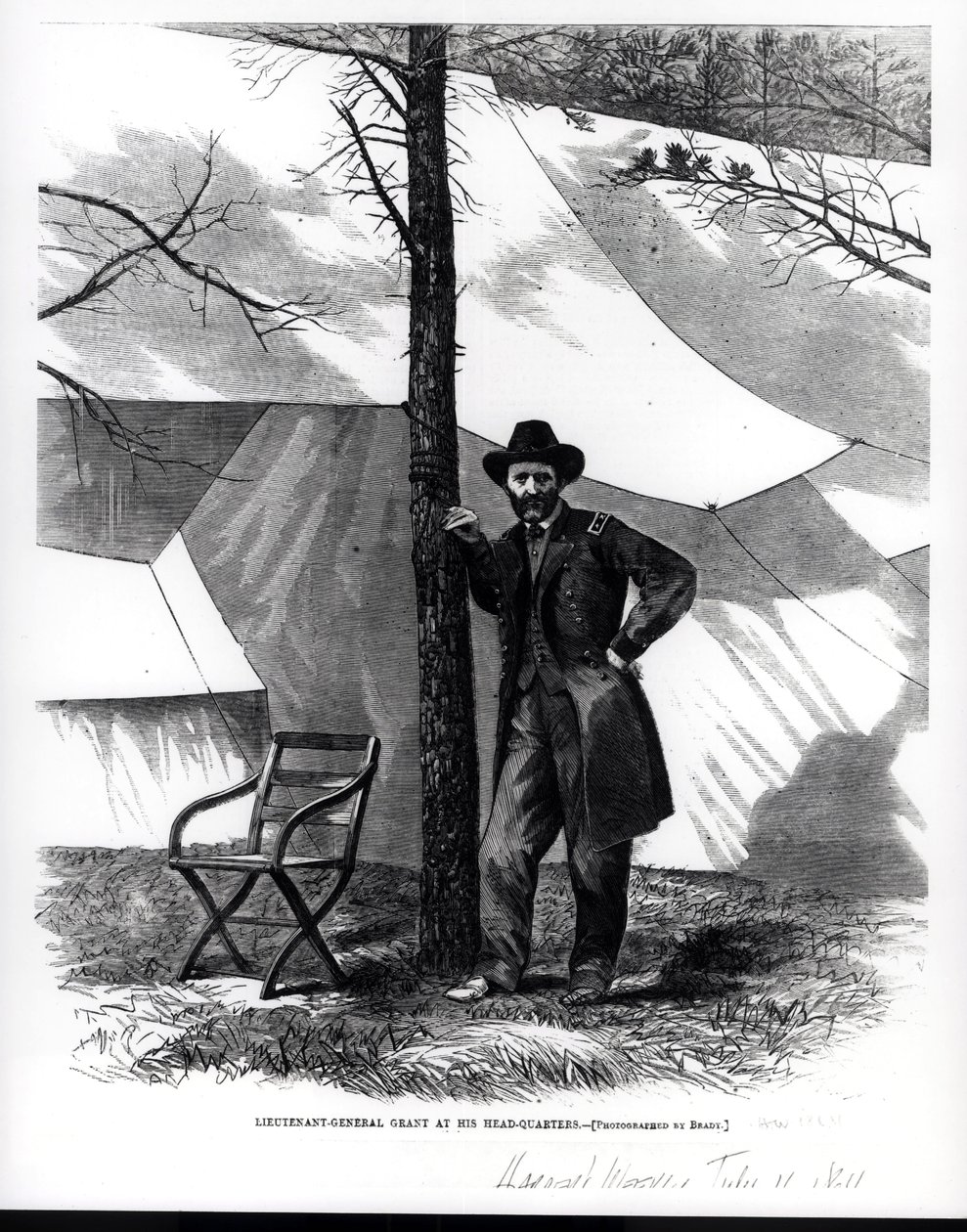 Luitenant-generaal Ulysses S. Grant, bij zijn Hoofdkwartier, illustratie uit 