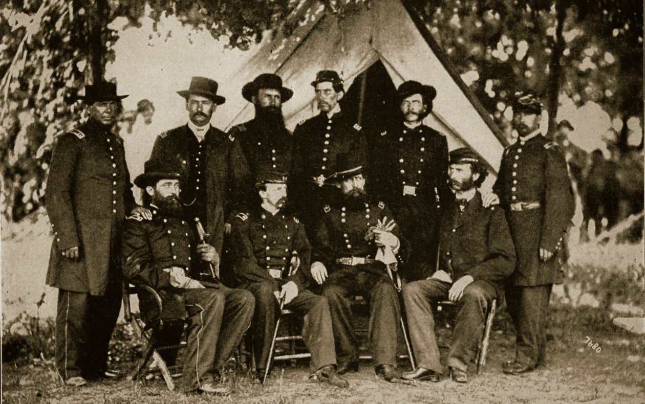 Generaal Jefferson C. Davis en staf door Mathew and studio Brady