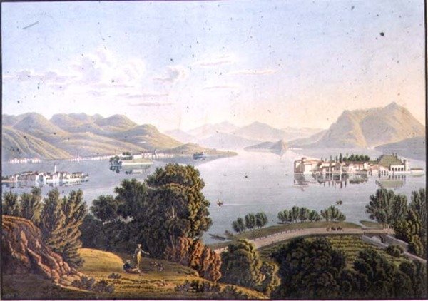Uitzicht op het Meer van Maggiore en de Borromeïsche Eilanden (Vue du Lac Majeur et des Isles Boromees) door Mathias Gabriel (after) Lory