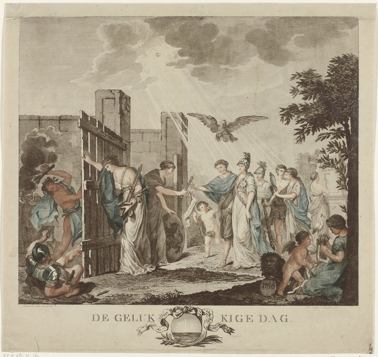 Allegorie op het herstel van de stadhouder Willem V, 1787 door Mathias de Sallieth