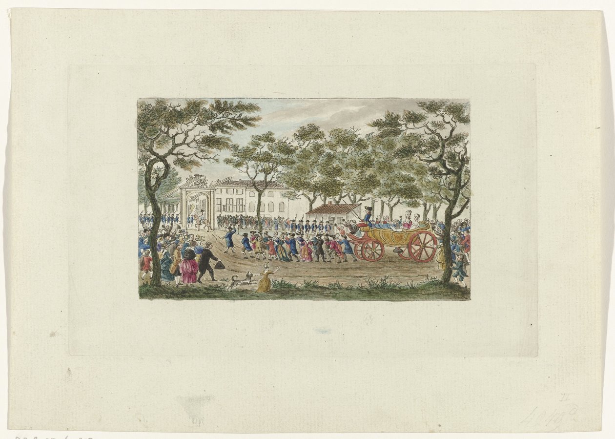 Inhaling van de prinses van Oranje en de kinderen, 1787 door Mathias de Sallieth