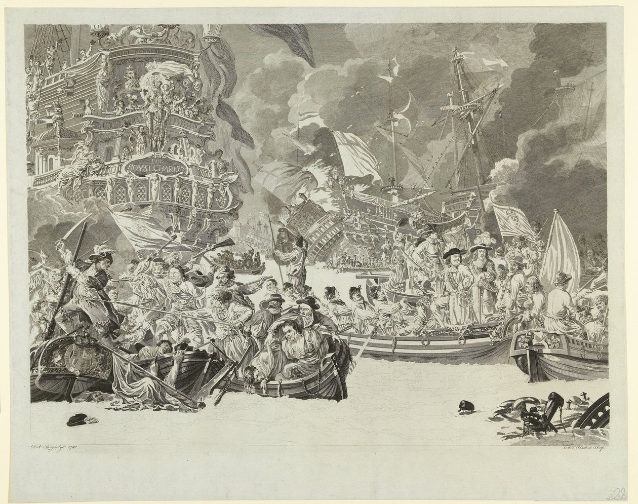 De Nederlandse aanval op de Medway en de verovering van de Royal Charles, 1667 door Mathias de Sallieth