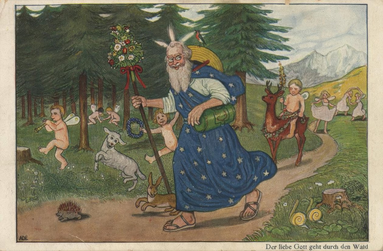 De goede Heer wandelt door het bos door Mathilde Ade