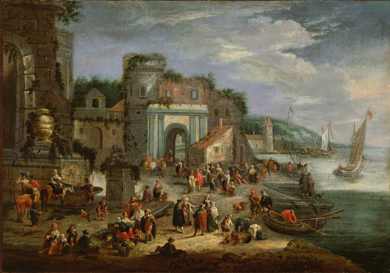Uitzicht op een Middellandse Zeehaven door Mathys Schoevaerdts