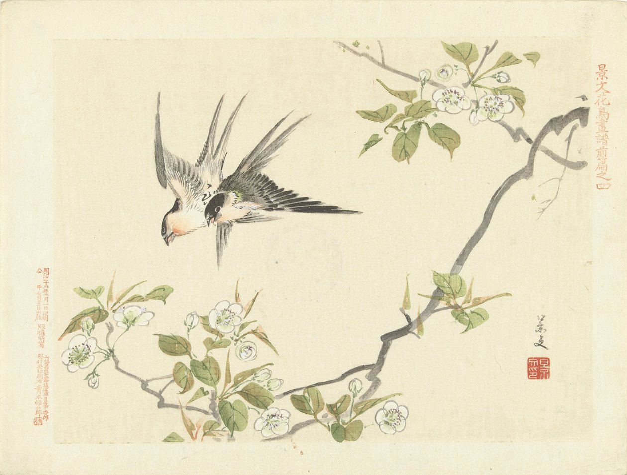 Twee zwaluwen door Matsumura Keibun