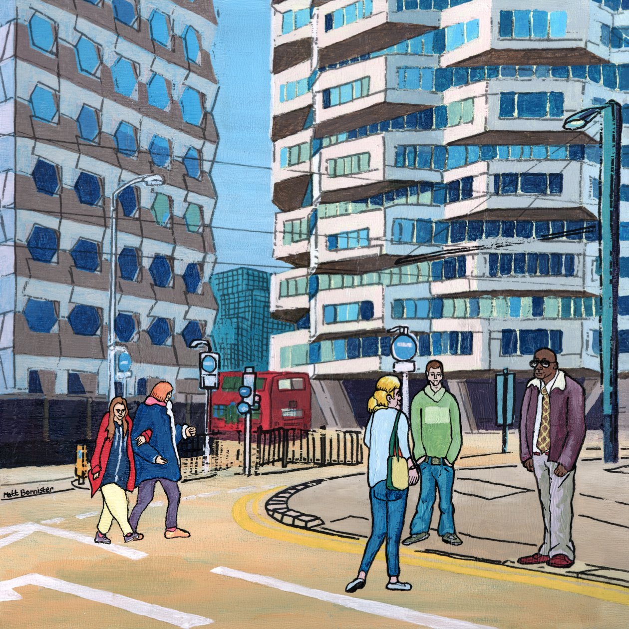 East Croydon, 2016 (gemengde techniek op paneel) door Matt Bannister