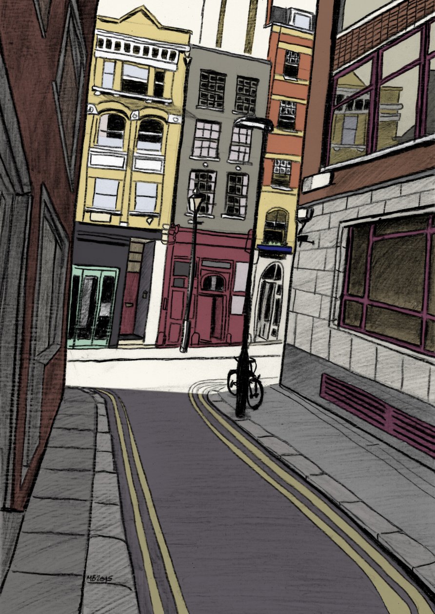 Vos en Knot Street EC1, 2015 (potlood, digitaal) door Matt Bannister