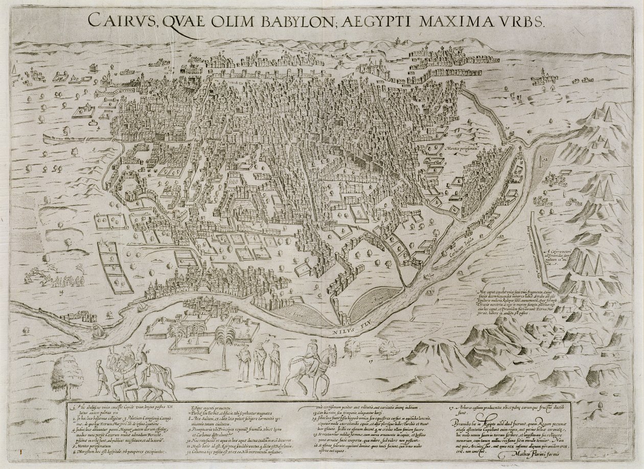 Stadskaart van Caïro, ca. 1600 door Matteo Florimi