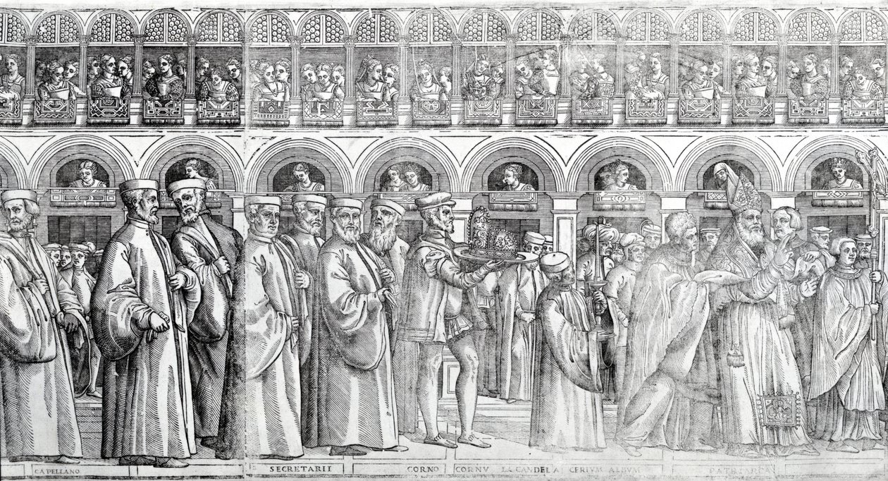 Dogale processie, ca. 1555-60 (houtsnede) door Matteo Pagani