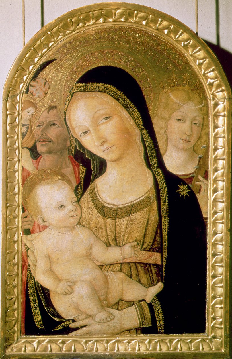 Madonna en Kind met de heiligen Catharina en Christoffel, 1470 door Matteo di Giovanni di Bartolo