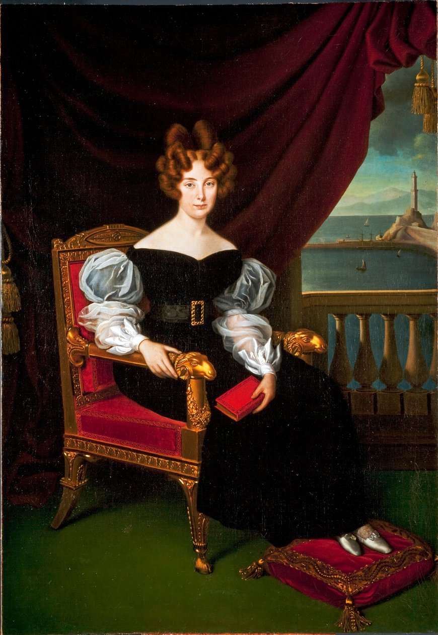 Portret van Maria (Maria) Brignole-Sale (Brignole Sale) De Ferrari, Hertogin van Galliera (1811-1888) Schilderij door Matteo Antonio Picasso (1794-1879) door Matteo Antonio Picasso