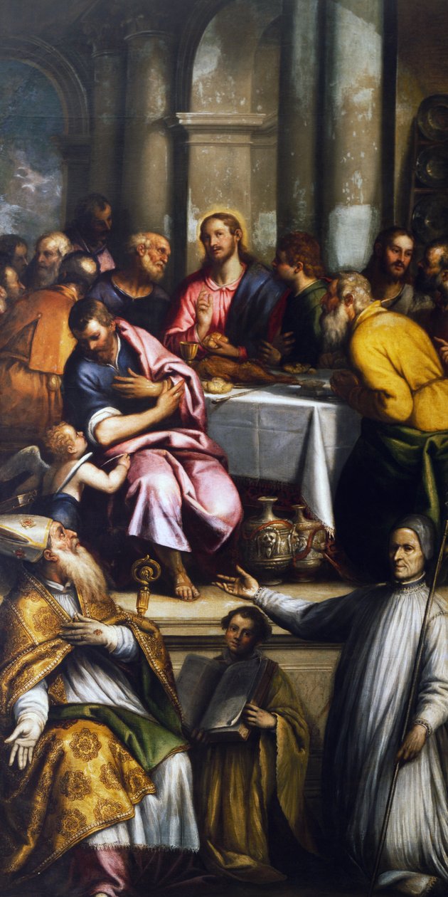 Het Laatste Avondmaal met Sint Apollinaris en Heilige Lorenzo Giustiniani door Matteo Ingoli
