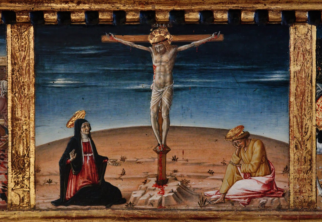 Madonna en Kind met Heiligen Jacobus, Augustinus, Bernardinus en Margaretha, eerste decennia van de 14e eeuw door Matteo di (c.1430 95) Giovanni