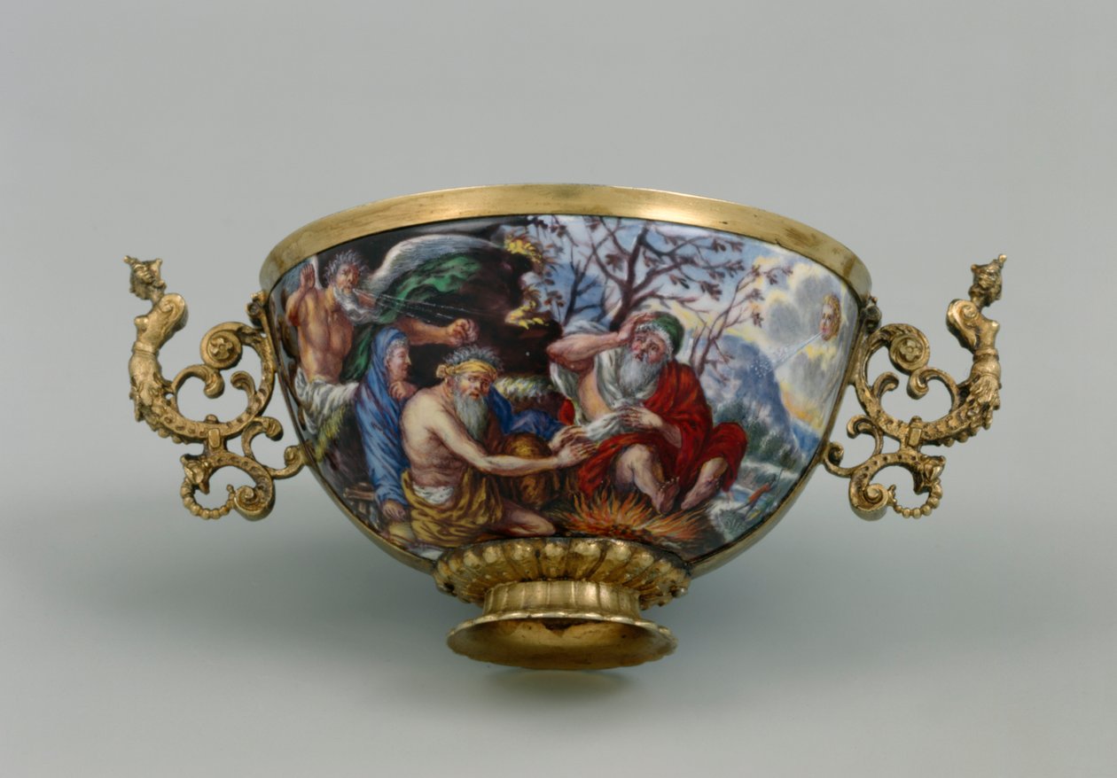 Beker met allegorie van de winter door Matthaeus II Baur