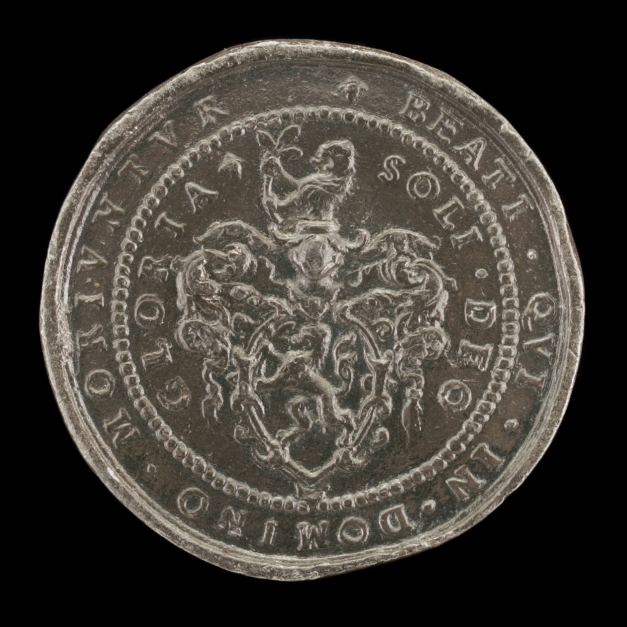 Wapens en inscriptie [achterzijde], 1592 door Matthäus Carl
