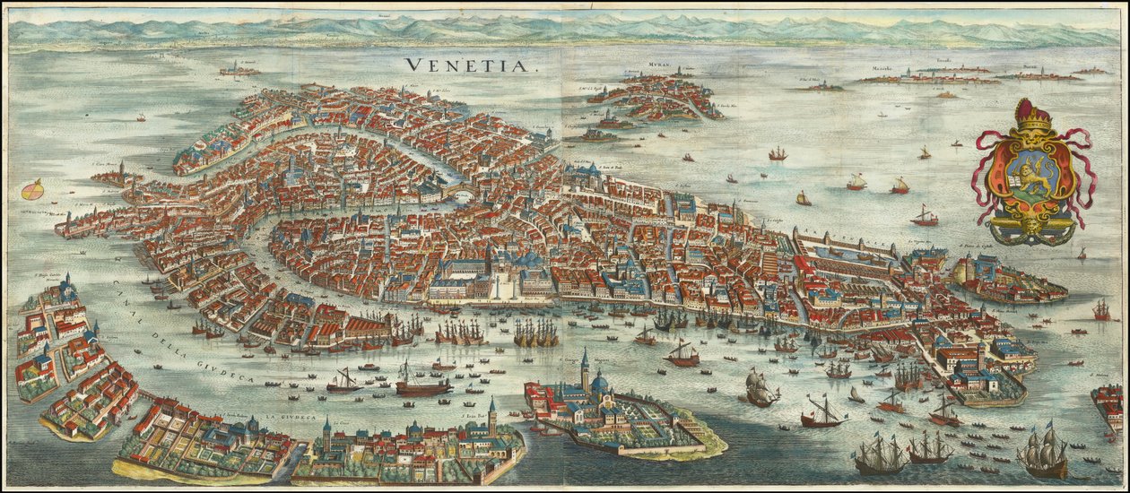 1636 Vogelvlucht van Venetië door Matthäus Merian door Matthaus Merian