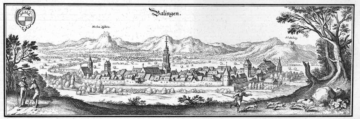 Balingen - uittreksel uit Topographia Sueviae (Schwaben) door Matthaus Merian
