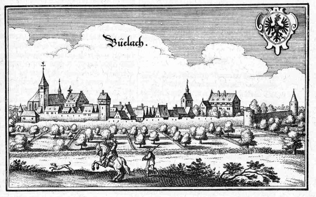 Büelach - uittreksel uit Topographia Sueviae (Schwaben) door Matthaus Merian