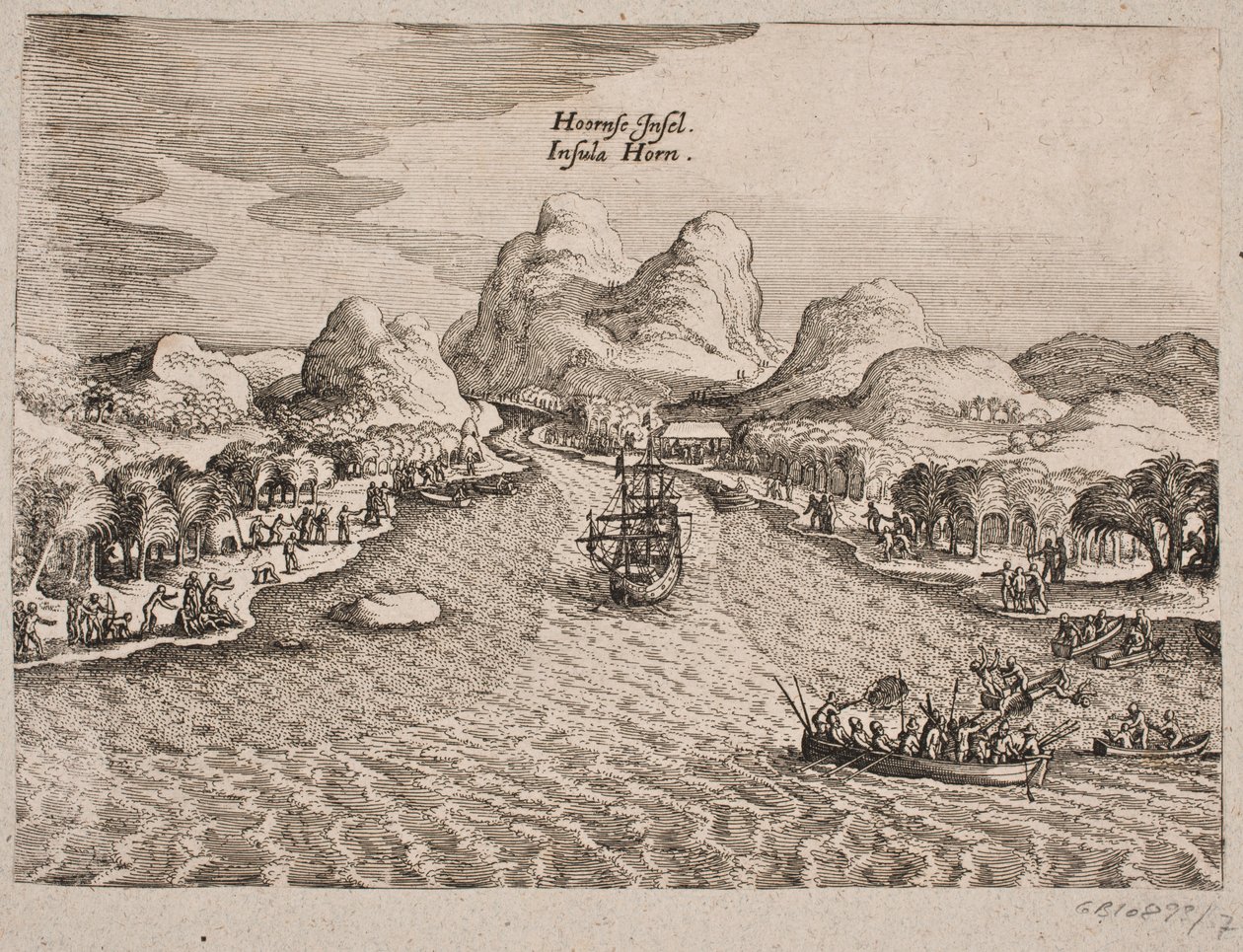 Beschrijving van Hornøen (Horn Island) door Matthäus Merian d.Æ.