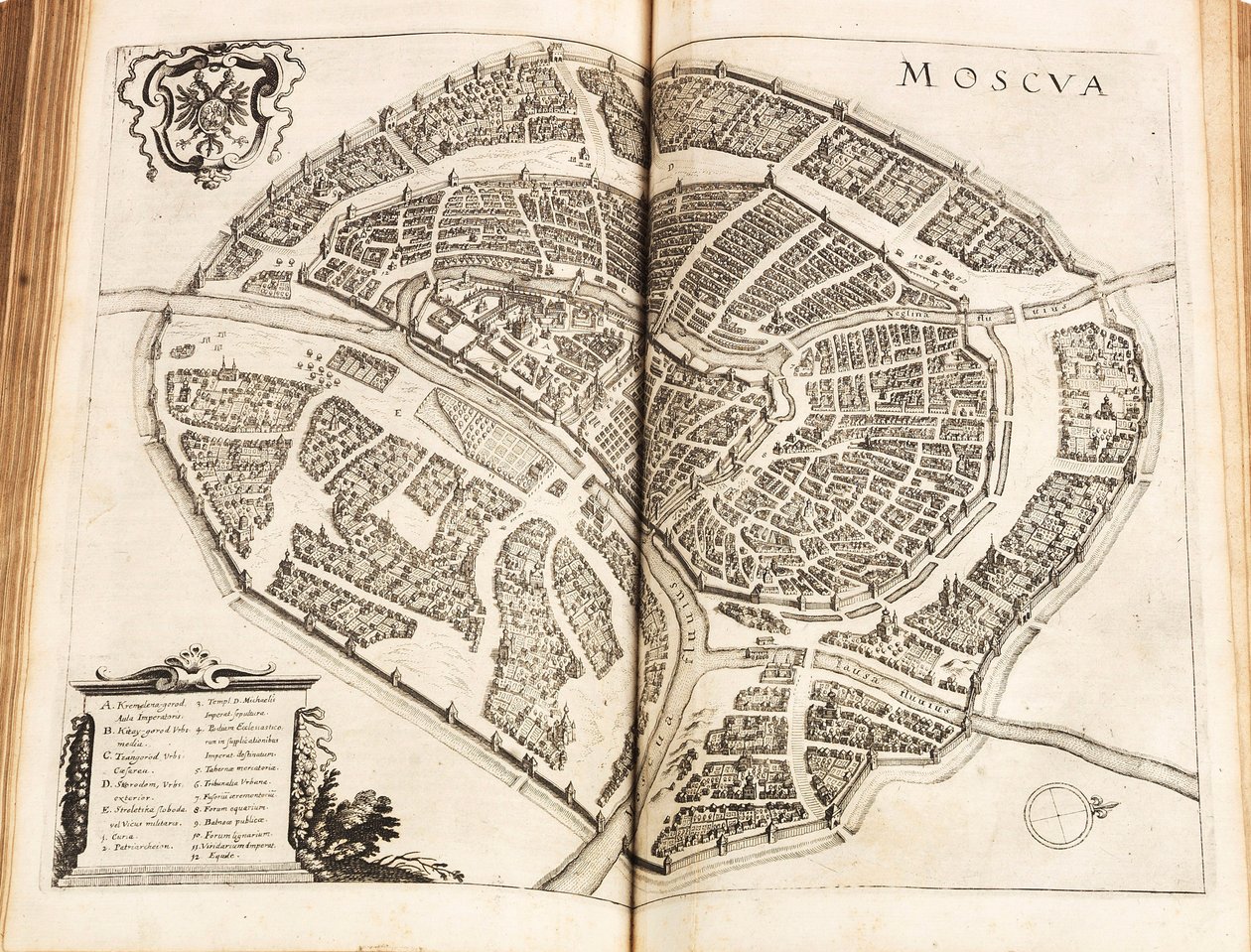 Kaart van Moskou. Uit: Newe Archontologia cosmica door Johann Ludwig Gottfried, 1646. door Matthaus the Elder Merian