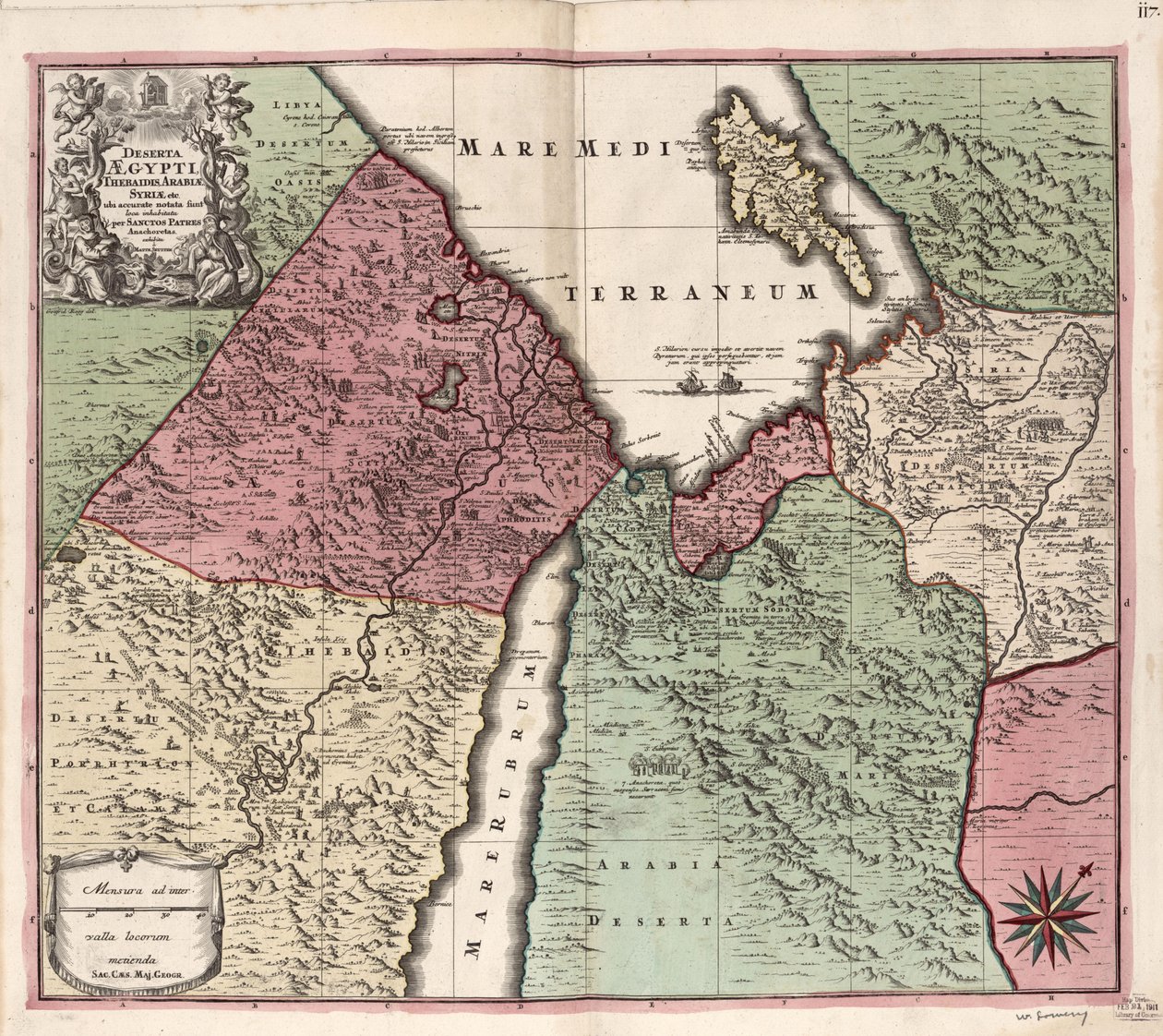 Deserta Aegypti, Thebaidis, Arabiae, Syriae etc. ubi accurata notata sunt loca inhabitata per Sanctos Patres Anachoretas LOC 2009580105 door Matthaeus Seutter