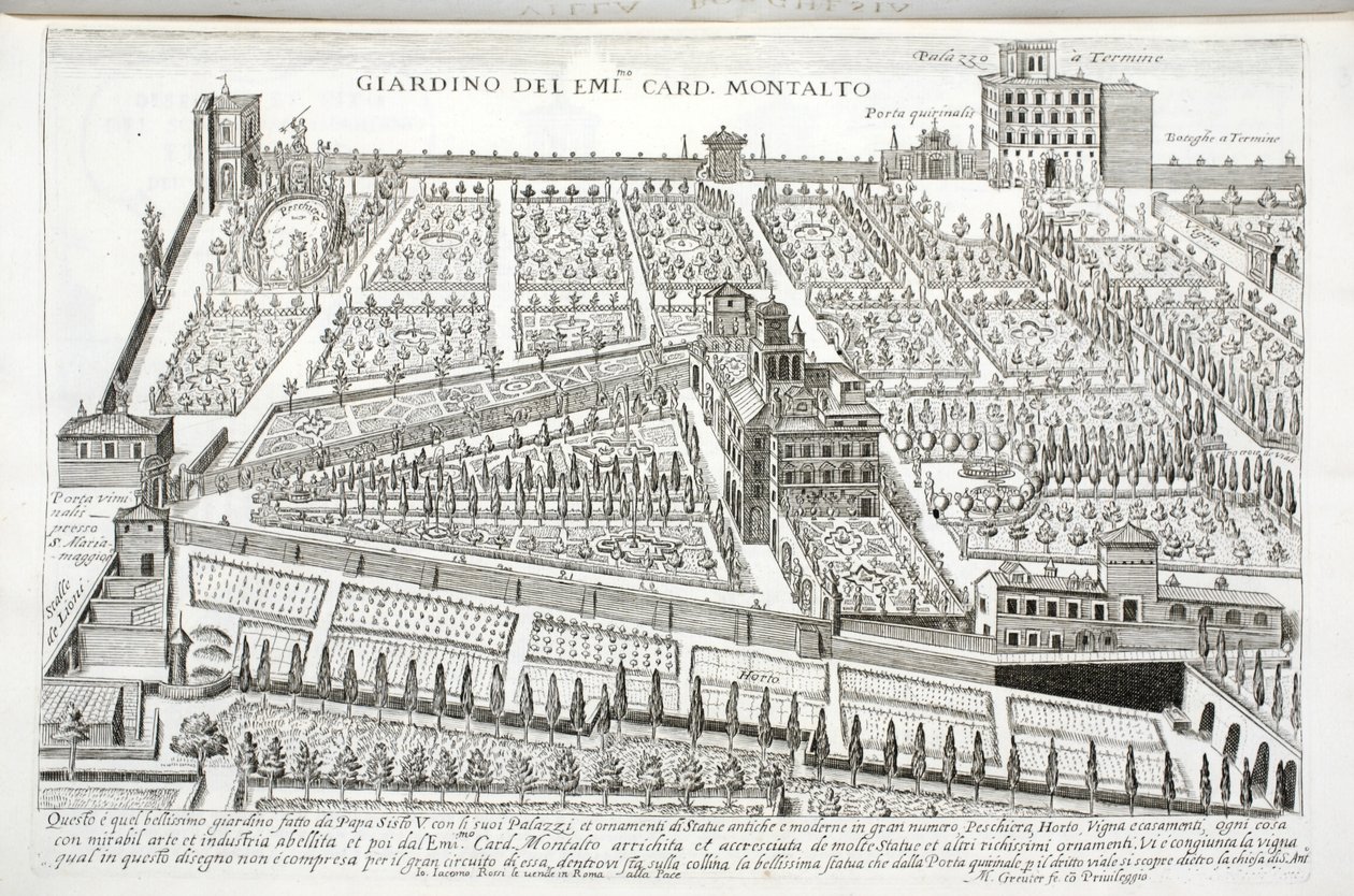 Uitzicht op de Tuinen van Kardinaal Montalto, c.1620 door Matthaus Greuter