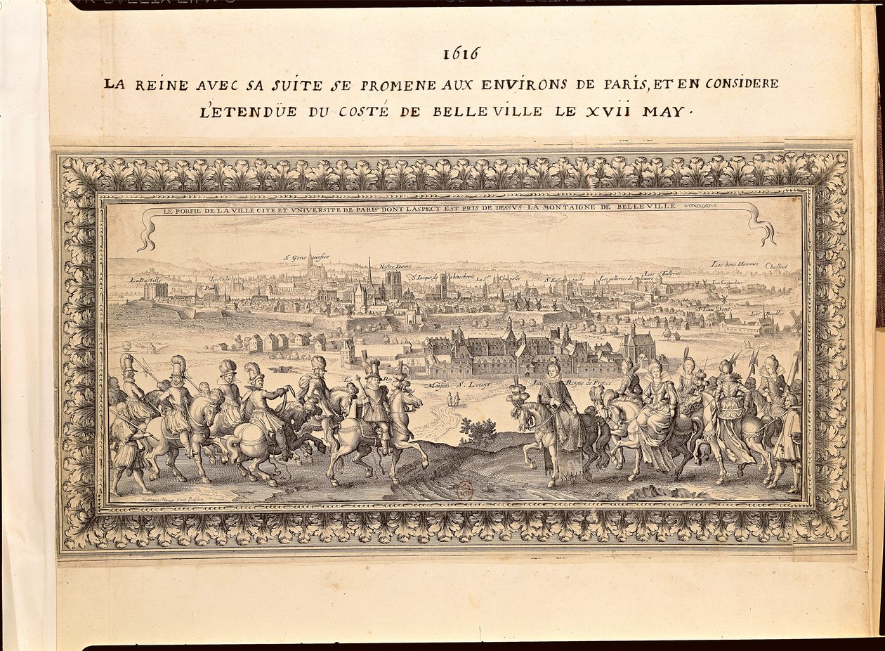 De Koningin met haar Gevolg aan de Rand van Parijs, 17 mei 1616 door Matthaus the Elder Merian