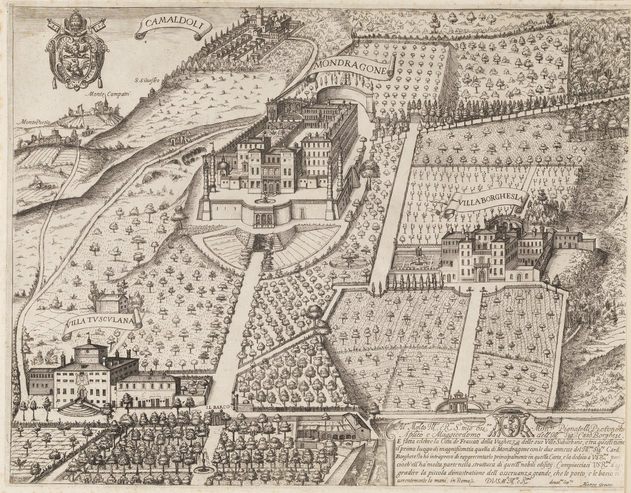 Uitzicht op Frascati en omgeving door Matthaus Greuter