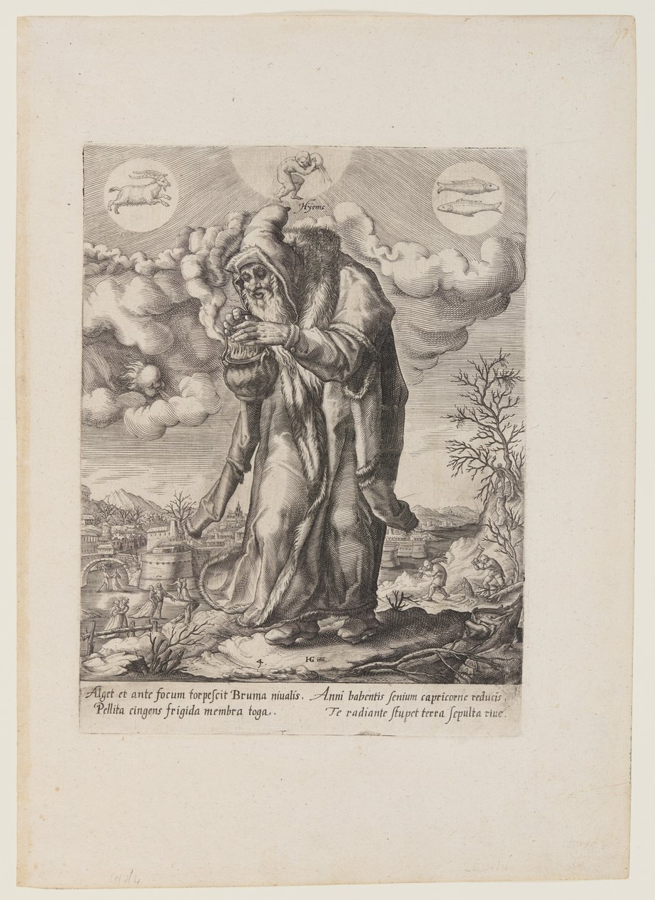 Winter, uit De vier seizoenen door Matthaus Greuter