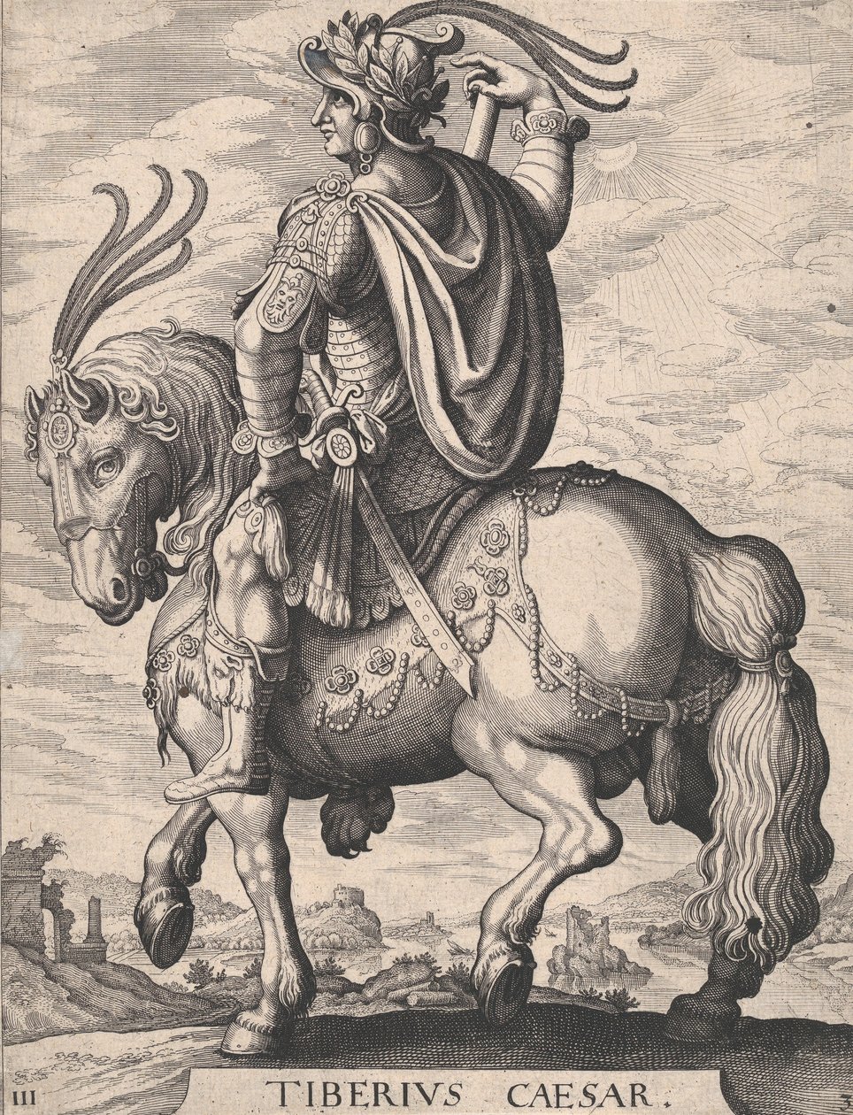 Plaat 3: Keizer Tiberius te Paard, uit 