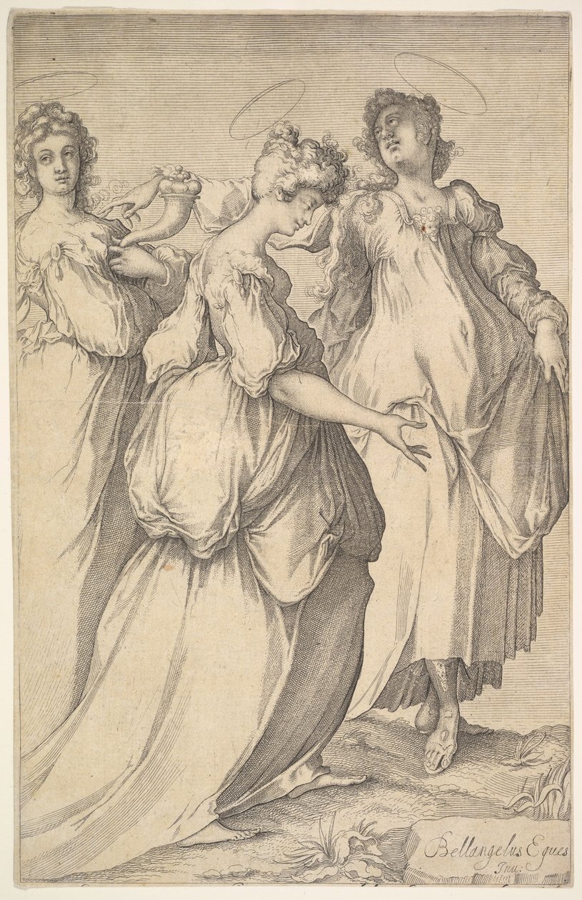 Drie gehulde vrouwelijke figuren, ca. 1610-50 door Matthaus Merian