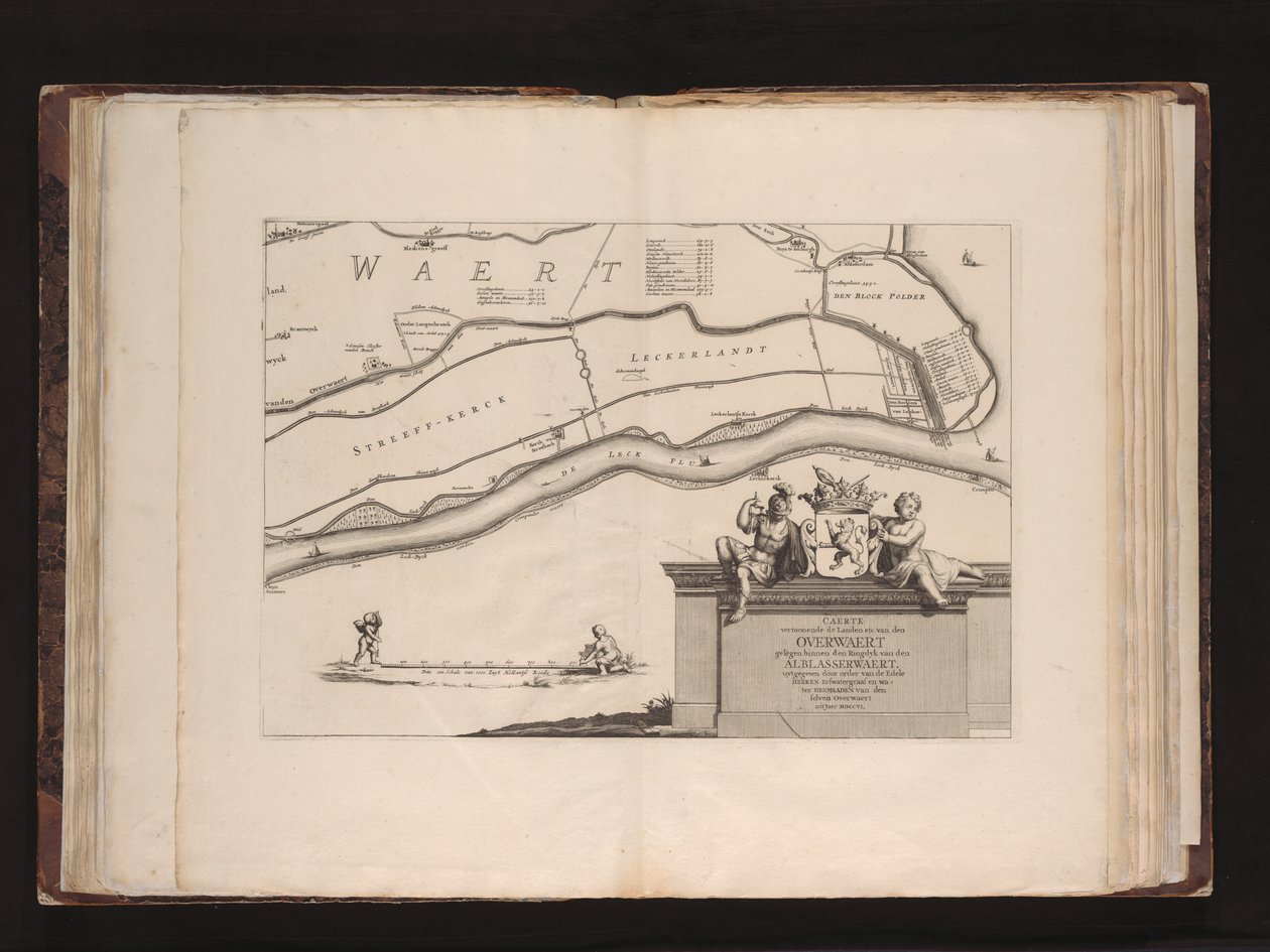Caerte vertoonende de landen etc. van den Overwaert gelegen binnen den ringdyk van den Alblasserwaert door Mattheus van Nispen