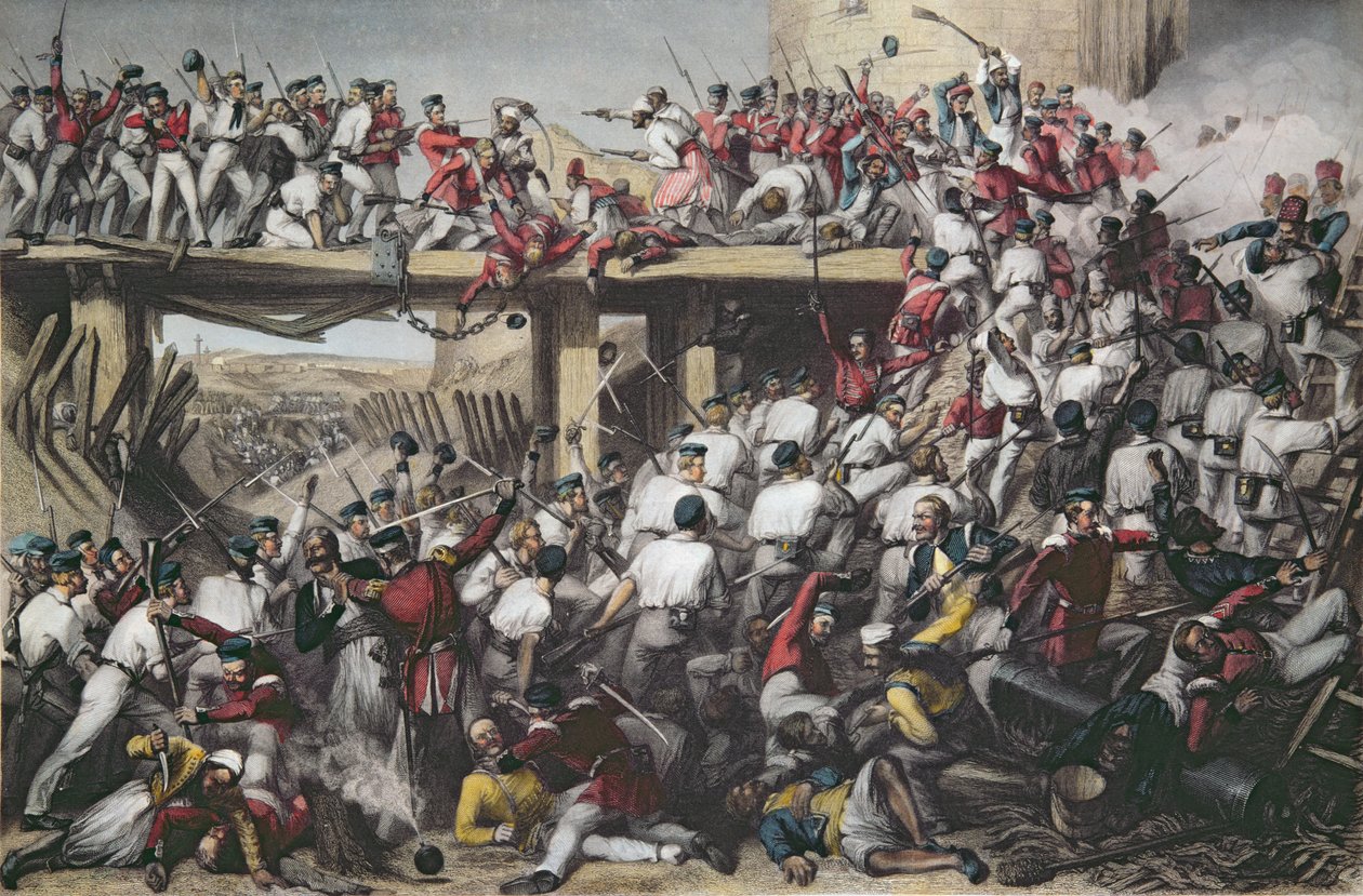 Bestorming van Delhi, gegraveerd door T.H. Sherratt, gepubliceerd door de London Printing and Publishing Company, augustus 1859 door Matthew Somerville Morgan