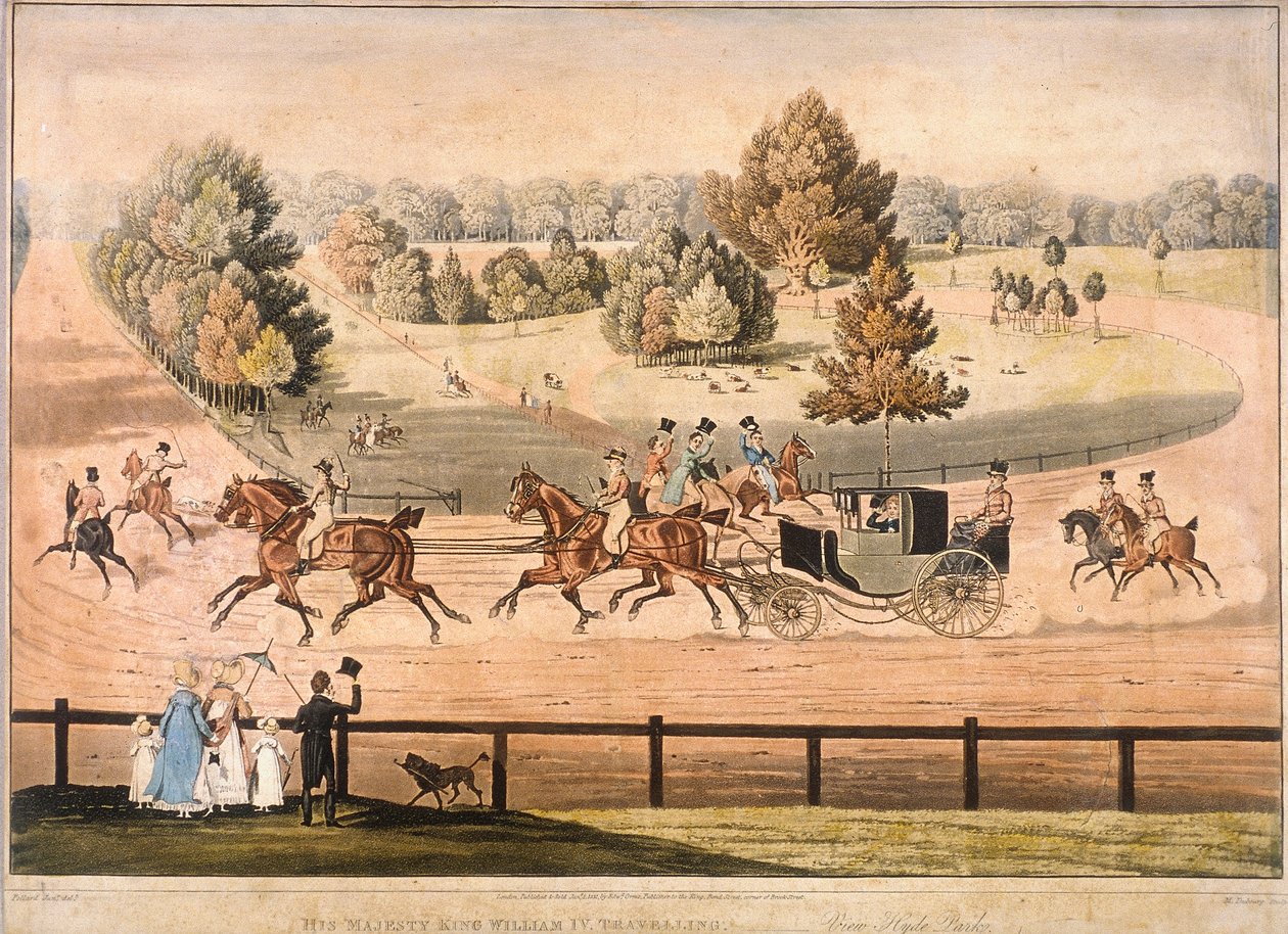 Koning George IV rijdt door Hyde Park, Londen, 1831 door Matthew Dubourg