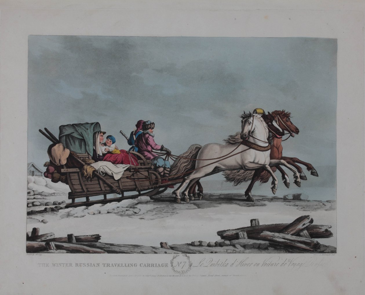 De winterse Russische reiswagen, 1810s door Matthew Dubourg