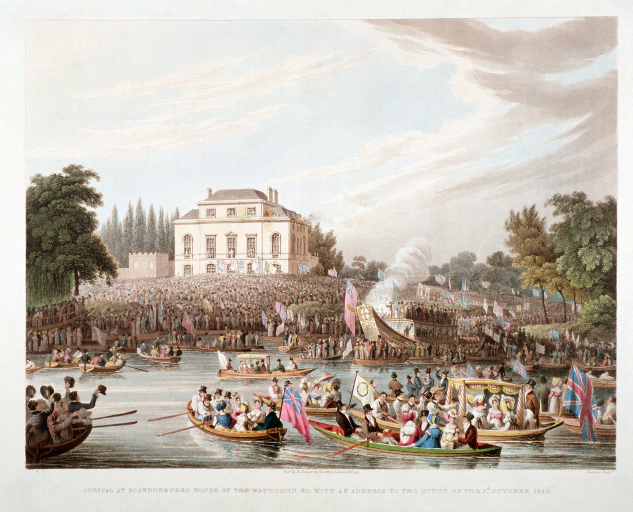 Uitzicht op de Rivier de Theems bij Brandenburgh House, Hammersmith, Londen door Matthew Dubourg