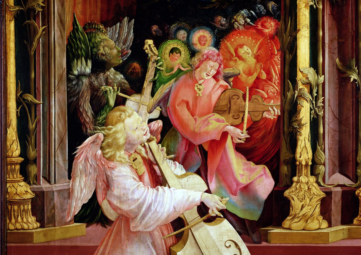 Engel Muzikanten, uit het Concert van Engelen van het Isenheim Altaarstuk, ca. 1512-16 door Matthias Grünewald