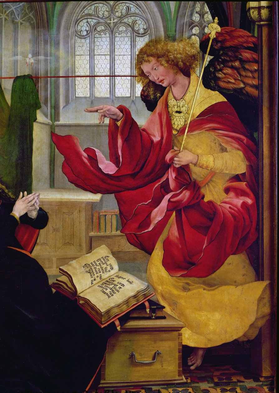 Aartsengel Gabriël, detail van de Annunciatie van het Isenheim Altaarstuk, ca.1512-16 door Matthias Grünewald