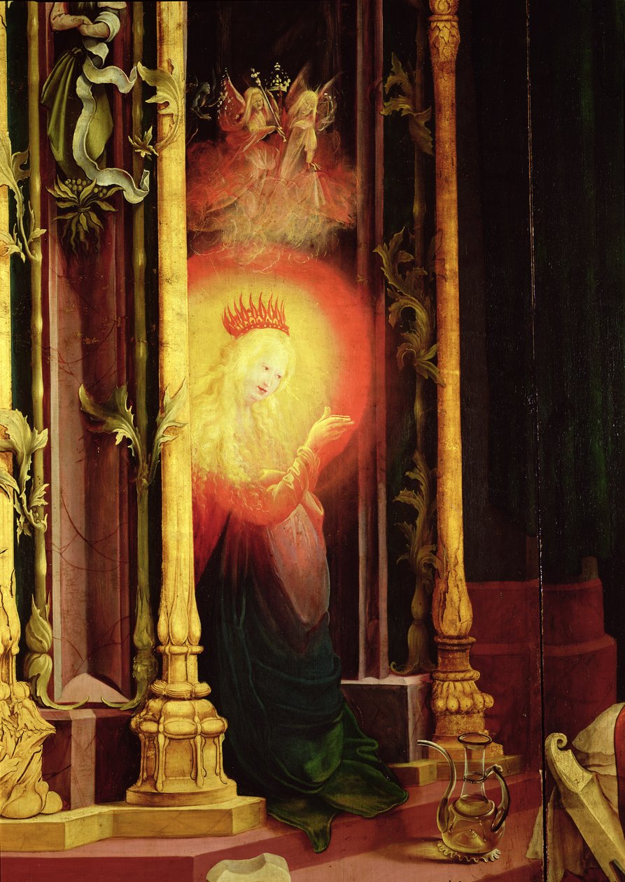 De Verlichte Maagd, detail van het Concert van Engelen van het Isenheim Altaarstuk, c.1512-16 door Matthias Grünewald