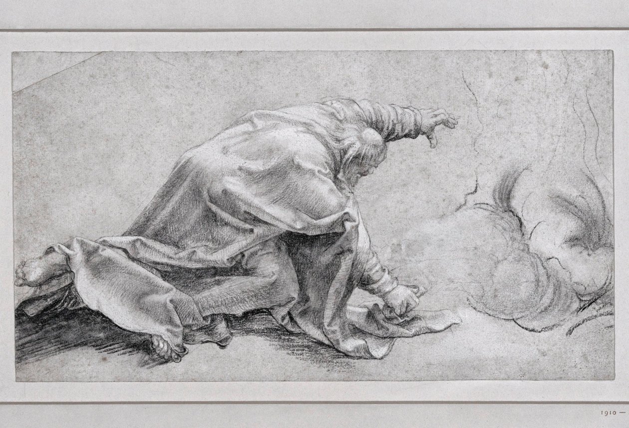 Petrus, de apostel van de transfiguratie, zijaanzicht ... door Matthias (after) Gruenewald